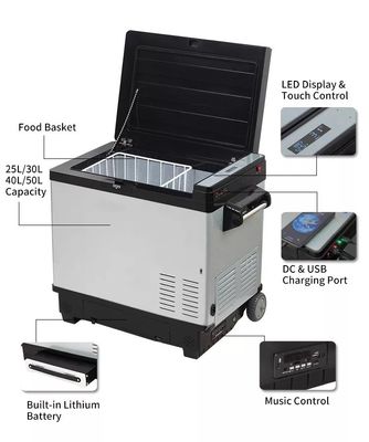 Réfrigérateur solaire portable de 30L avec batterie à double porte et LFP