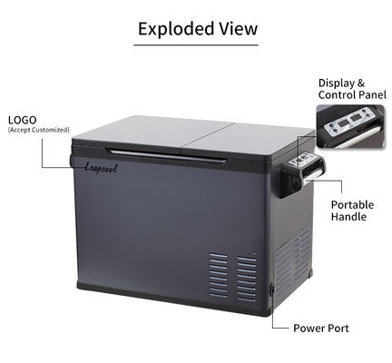 Réfrigérateur portable à poignée pour camion sans CFC 50L Grande capacité DC 12V 24V congélateur de voiture