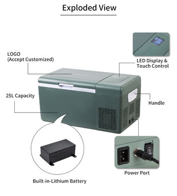 Réfrigérateur de voyage Charge solaire et batterie au lithium intégrée 40L réfrigérateur congélateur de voiture